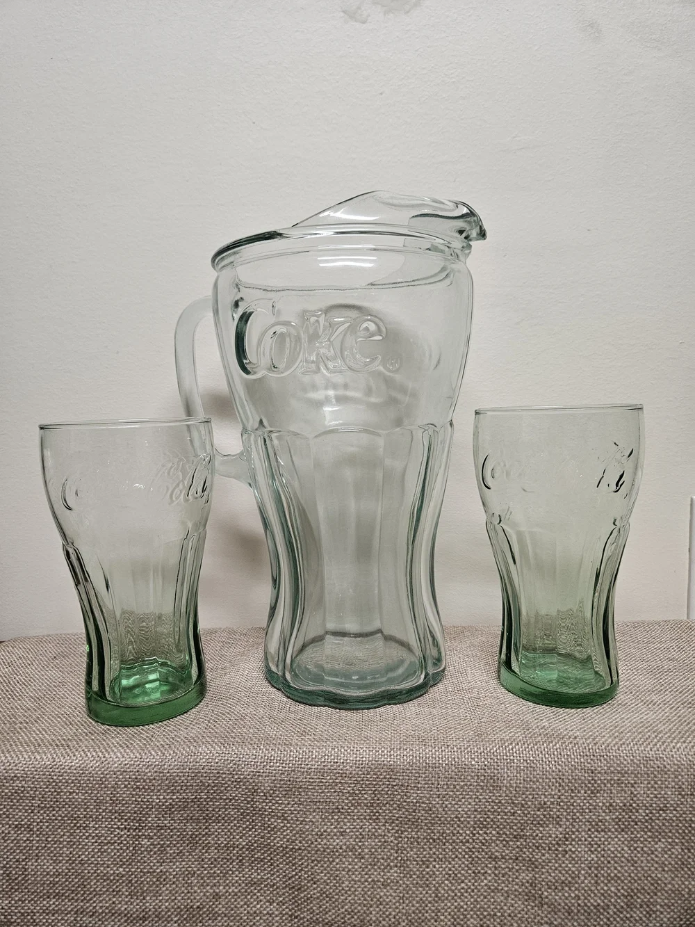Coca-Cola Coke Glass Pitcher and Glasses Set